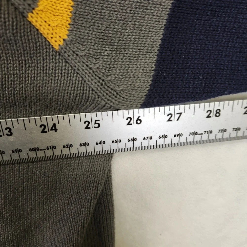 Liberty Blues Mens 2XL Tall Full Zip Knit‎ Sweater Navy Blue Grey Yellow Striped